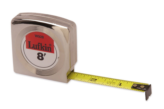Lufkin W9212 1/2" x 12' Mezurall® Chrome Case Yellow Clad Power Return Tape Measure