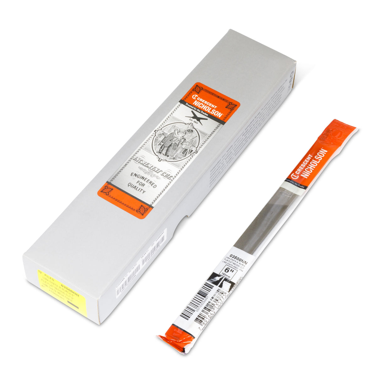 Nicholson 03500NN 6" Flat Double Cut Second File - Boxed