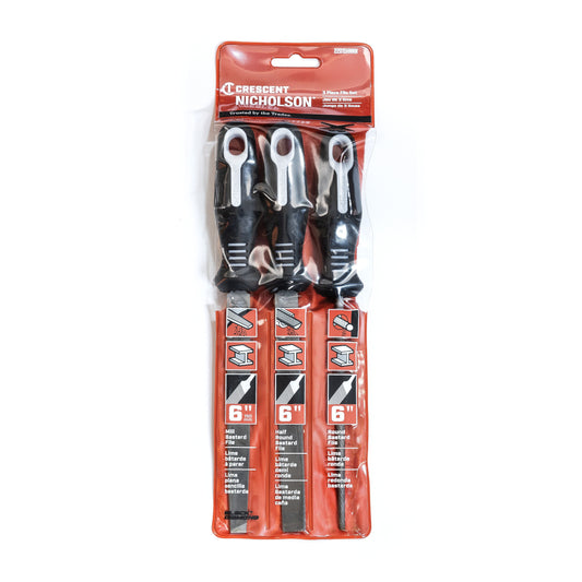 Nicholson 22015HNNN 3 Piece 6" Bastard File Set with Ergonomic Handles