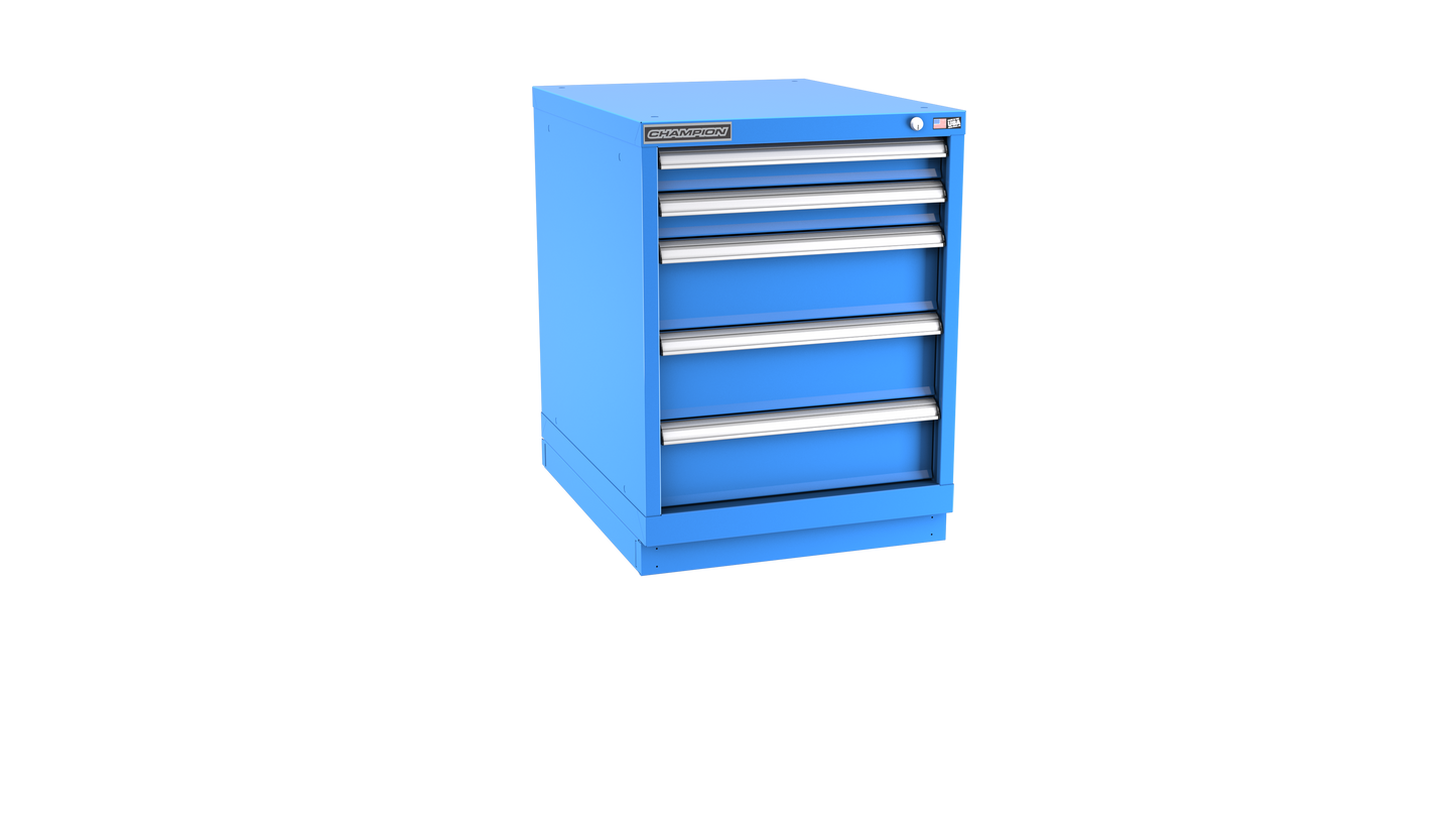 Champion Tool Storage NW1200-0501-ILC-FTB-BB 5-Drawer Standard Depth Modular Cabinet NW0501 | 22-3/16"W x 29-7/8"H x 28-1/2"D, Bright Blue