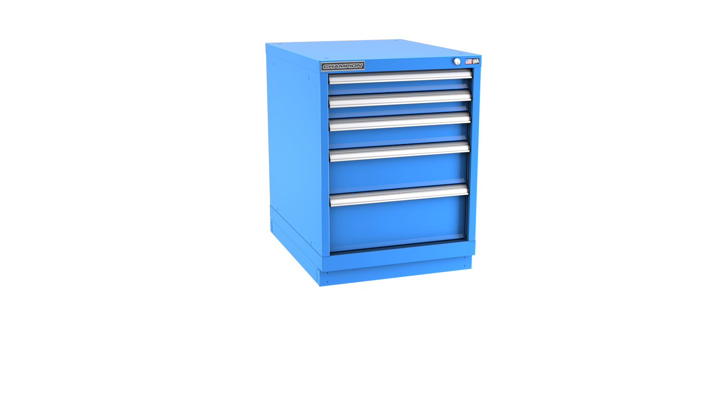 Champion Tool Storage NW1200-0502-ILC-FTB-BB 5-Drawer Standard Depth Modular Cabinet NW0502 | 22-3/16"W x 29-7/8"H x 28-1/2"D, Bright Blue