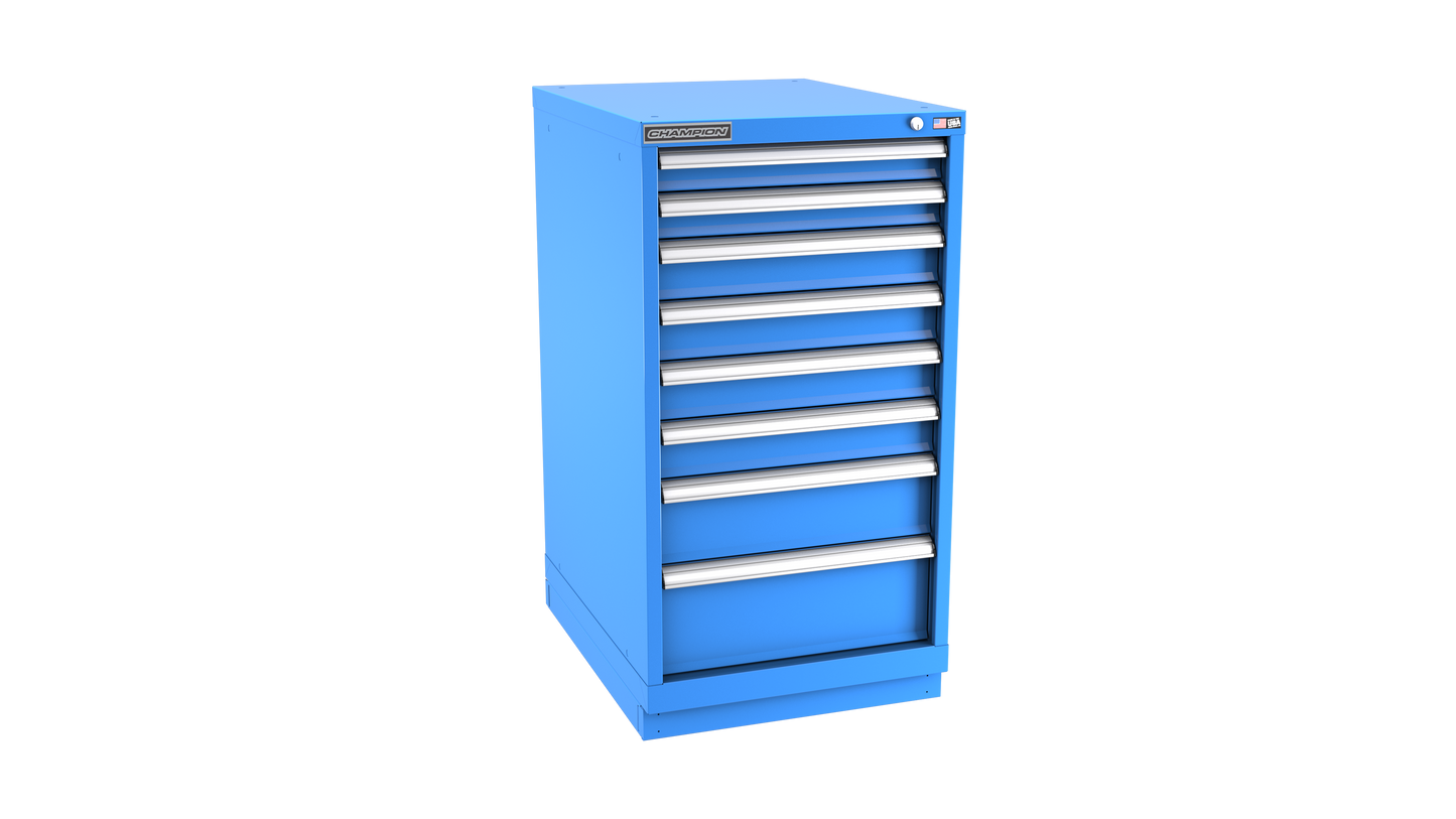 Champion Tool Storage NW1800-0801-ILC-FTB-BB 8-Drawer Standard Depth Modular Cabinet NW0801 | 22-3/16"W x 41-3/4"H x 28-1/2"D, Bright Blue