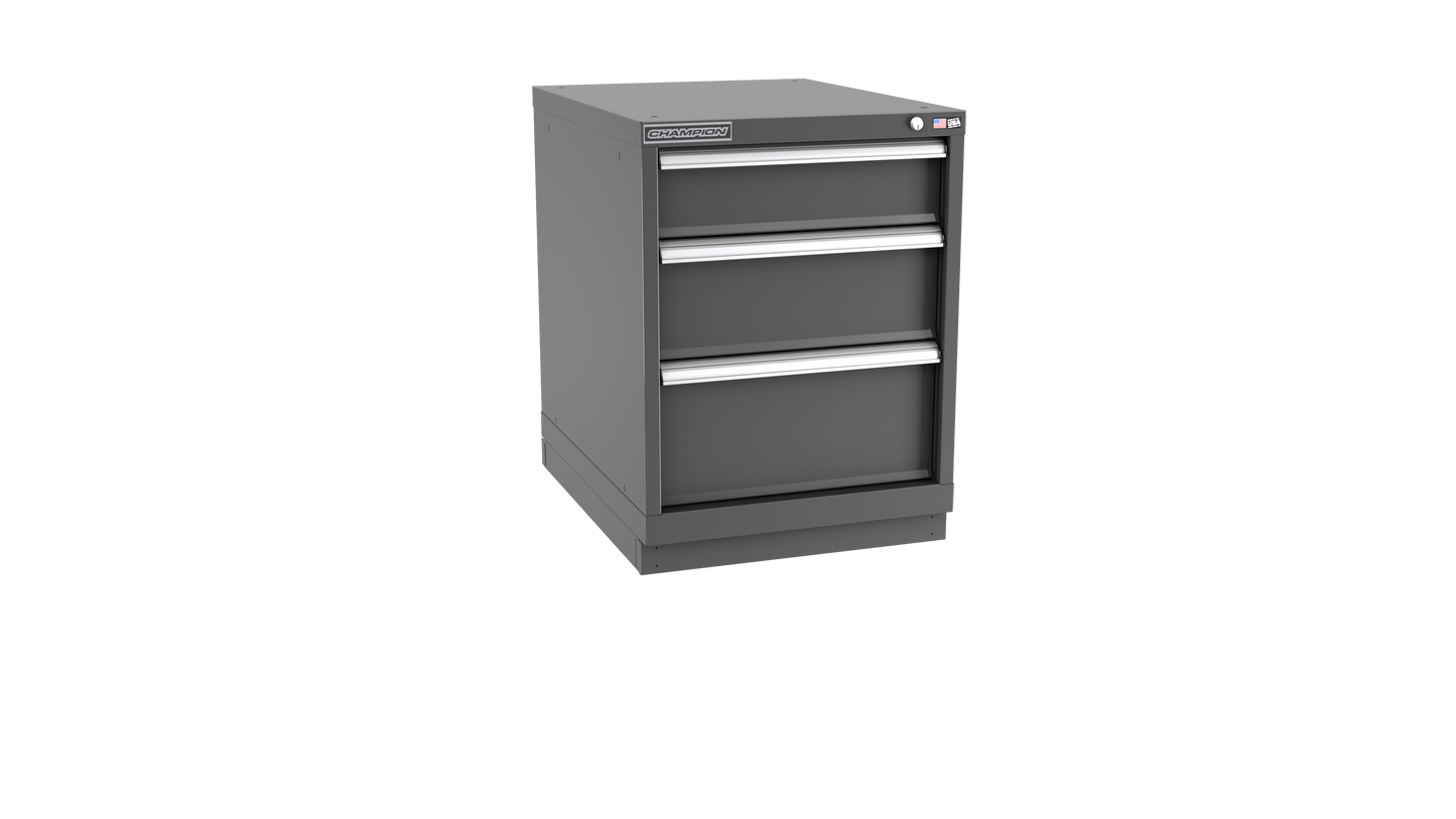 Champion Tool Storage NWS1200-0301-ILC-FTB-DG 3-Drawer Shallow Depth Modular Cabinet NWS0301 | 22-3/16"W x 29-7/8"H x 22-1/2"D, Dark Gray