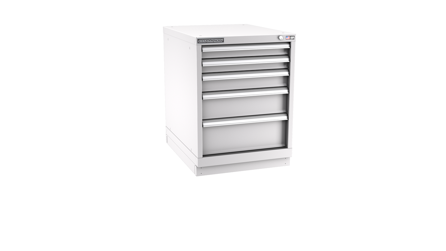 Champion Tool Storage NWS1200-0502-ILC-FTB-LG 5-Drawer Shallow Depth Modular Cabinet NWS0502 | 22-3/16"W x 29-7/8"H x 22-1/2"D, Light Gray