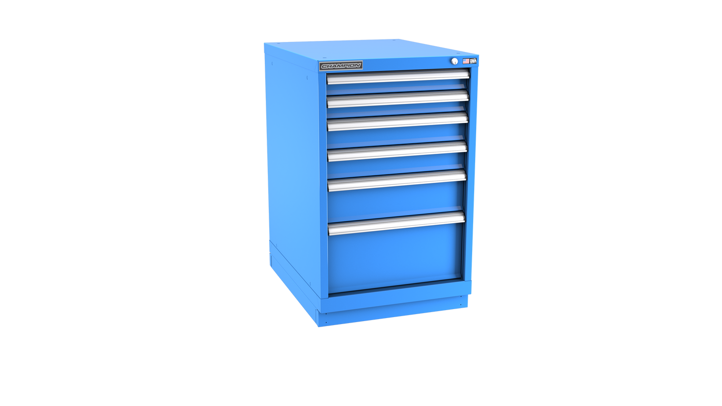 Champion Tool Storage NWS1500-0601-ILC-FTB-BB 6-Drawer Shallow Depth Modular Cabinet NWS0601 | 22-3/16"W x 35-7/8"H x 22-1/2"D, Bright Blue