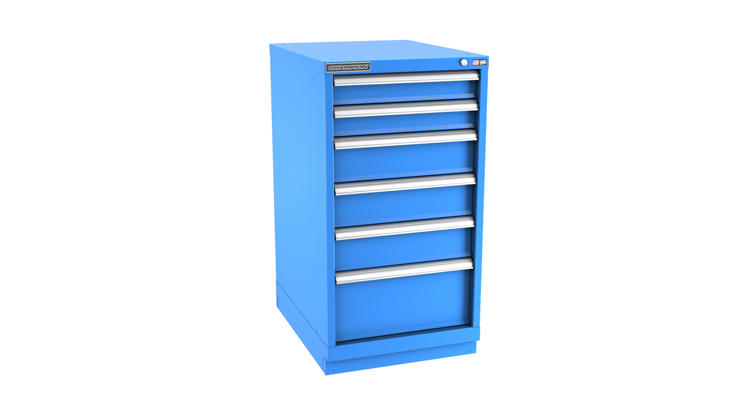 Champion Tool Storage NWS1800-0601-ILC-FTB-BB 6-Drawer Shallow Depth Modular Cabinet NWS0601 | 22-3/16"W x 41-3/4"H x 22-1/2"D, Bright Blue