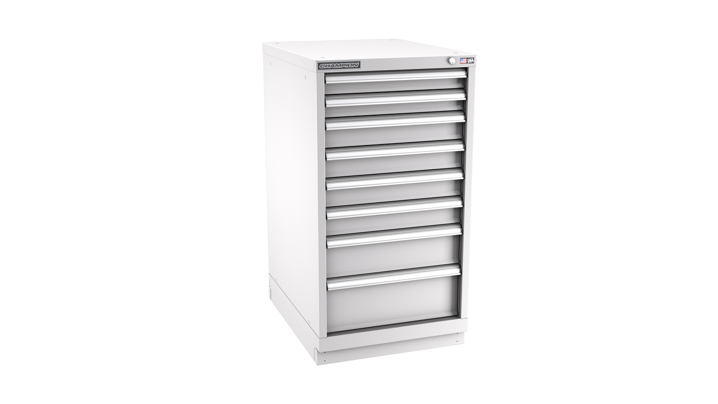 Champion Tool Storage NWS1800-0801-ILC-FTB-LG 8-Drawer Shallow Depth Modular Cabinet NWS0801 | 22-3/16"W x 41-3/4"H x 22-1/2"D, Light Gray