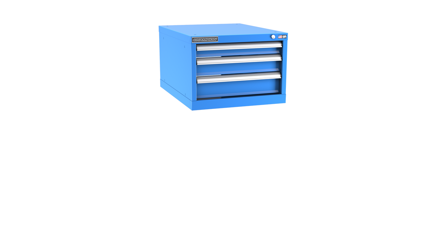 Champion Tool Storage NWS600-0301-ILC-BB 3-Drawer Shallow Depth Modular Cabinet NWS0301 | 22-3/16"W x 15-3/4"H x 22-1/2"D, Bright Blue