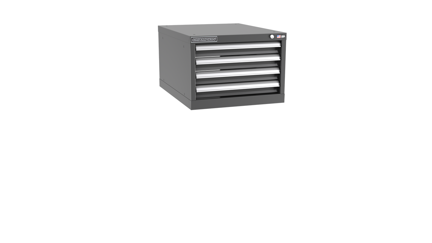 Champion Tool Storage NWS600-0401-ILC-DG 4-Drawer Shallow Depth Modular Cabinet NWS0401 | 22-3/16"W x 15-3/4"H x 22-1/2"D, Dark Gray