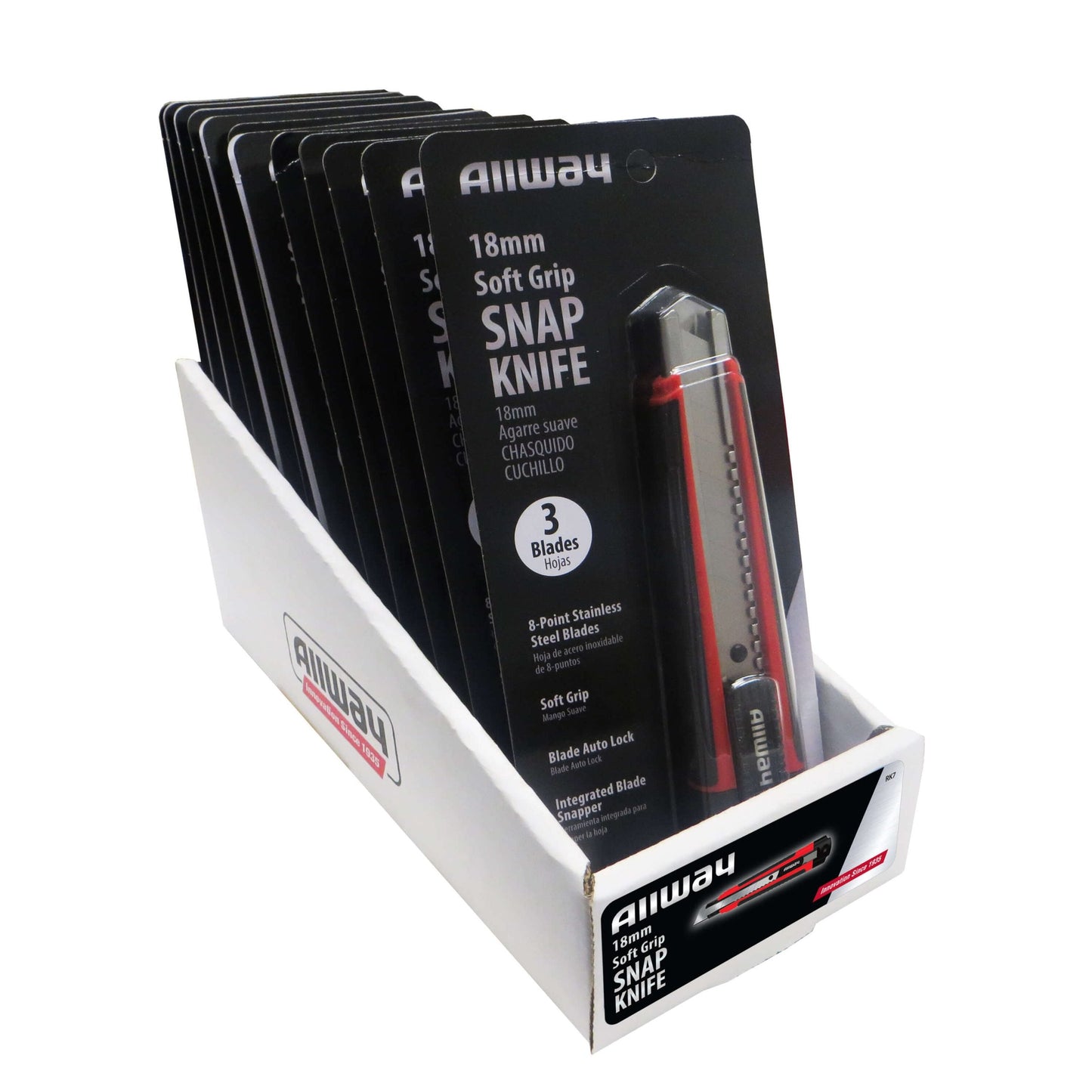 Allway RK7-DSP 17-Piece 18mm Snap-Off Knife Display