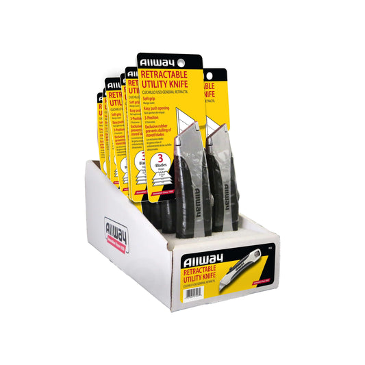 Allway RSK-DSP 17-Piece Soft-Grip Retractable Utility Knife Display
