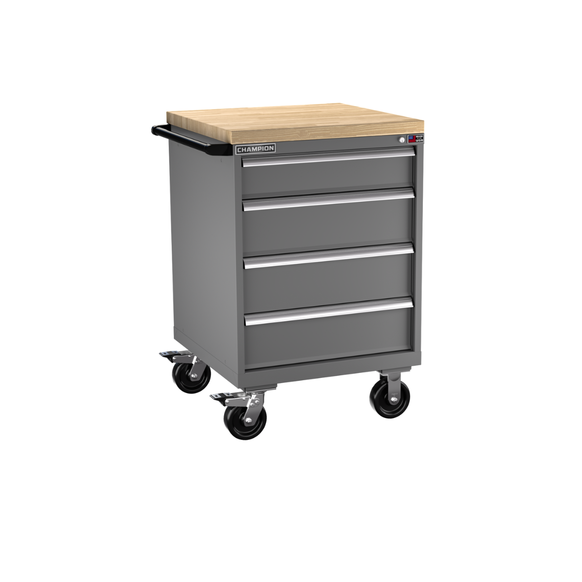 Champion Tool Storage SW1500-0401IL-MB8-BBT-DG 4-Drawer Standard Depth Mobile Modular Cabinet SW0401IL | 28-1/4"W x 43-1/4"H x 28-1/2"D, Dark Gray