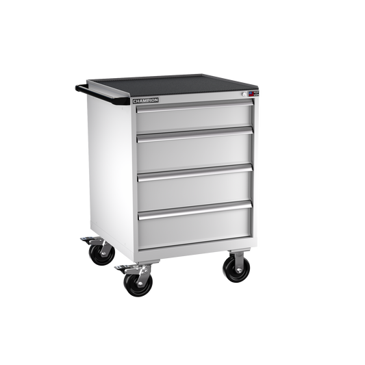Champion Tool Storage SW1500-0401IL-MB8-RT-LG 4-Drawer Standard Depth Mobile Modular Cabinet SW0401IL | 28-1/4"W x 42-1/4"H x 28-1/2"D, Light Gray