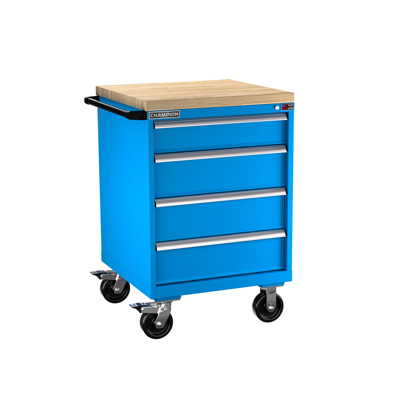 Champion Tool Storage SW1500-0401ILC-MB8-BBT-BB 4-Drawer Standard Depth Mobile Modular Cabinet SW0401ILC | 28-1/4"W x 43-1/4"H x 28-1/2"D, Bright Blue