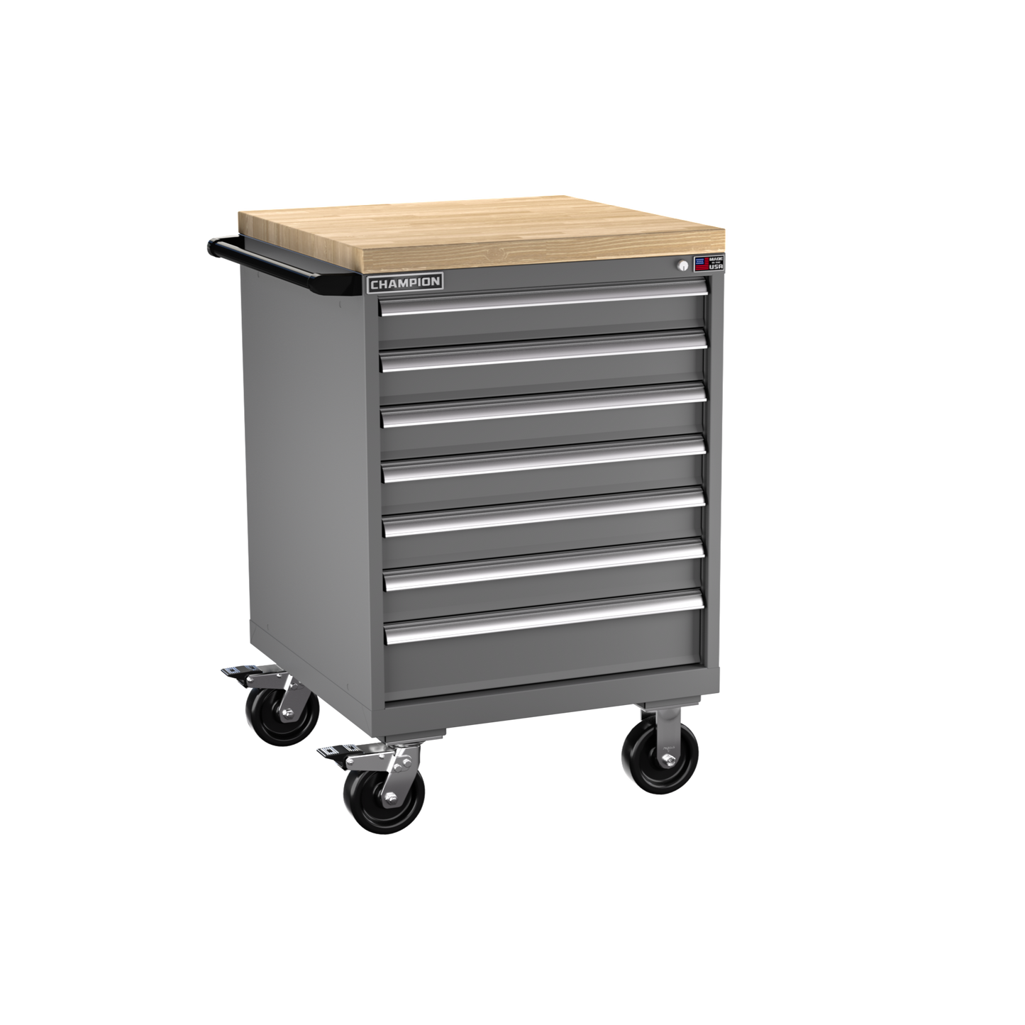 Champion Tool Storage SW1500-0701IL-MB8-BBT-DG 7-Drawer Standard Depth Mobile Modular Cabinet SW0701IL | 28-1/4"W x 43-1/4"H x 28-1/2"D, Dark Gray