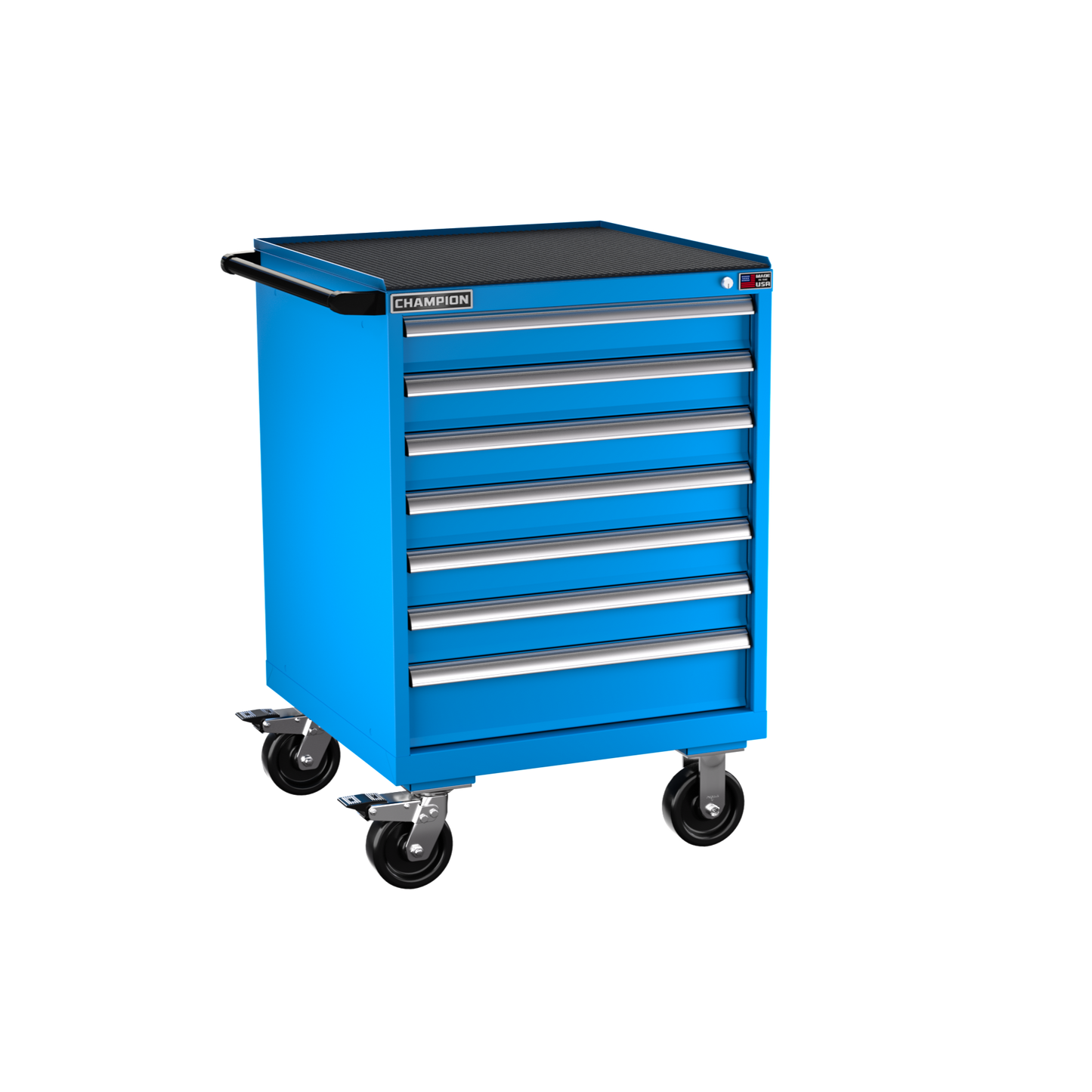 Champion Tool Storage SW1500-0701ILC-MB8-RT-BB 7-Drawer Standard Depth Mobile Modular Cabinet SW0701ILC | 28-1/4"W x 42-1/4"H x 28-1/2"D, Bright Blue
