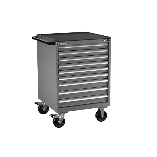 Champion Tool Storage SW1500-0901IL-MB8-RT-DG 9-Drawer Standard Depth Mobile Modular Cabinet SW0901IL | 28-1/4"W x 42-1/4"H x 28-1/2"D, Dark Gray
