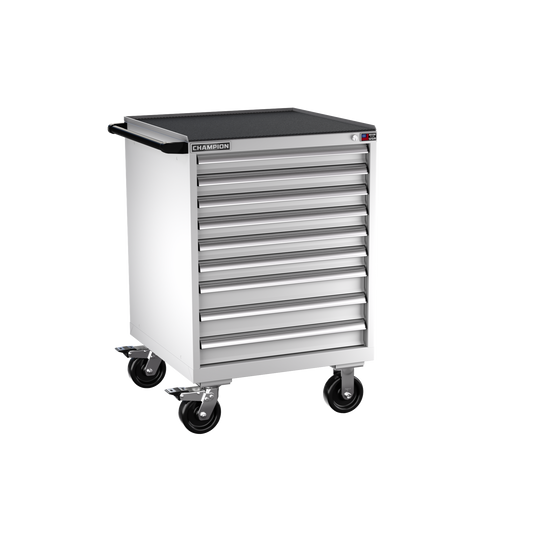 Champion Tool Storage SW1500-0901IL-MB8-RT-LG 9-Drawer Standard Depth Mobile Modular Cabinet SW0901IL | 28-1/4"W x 42-1/4"H x 28-1/2"D, Light Gray