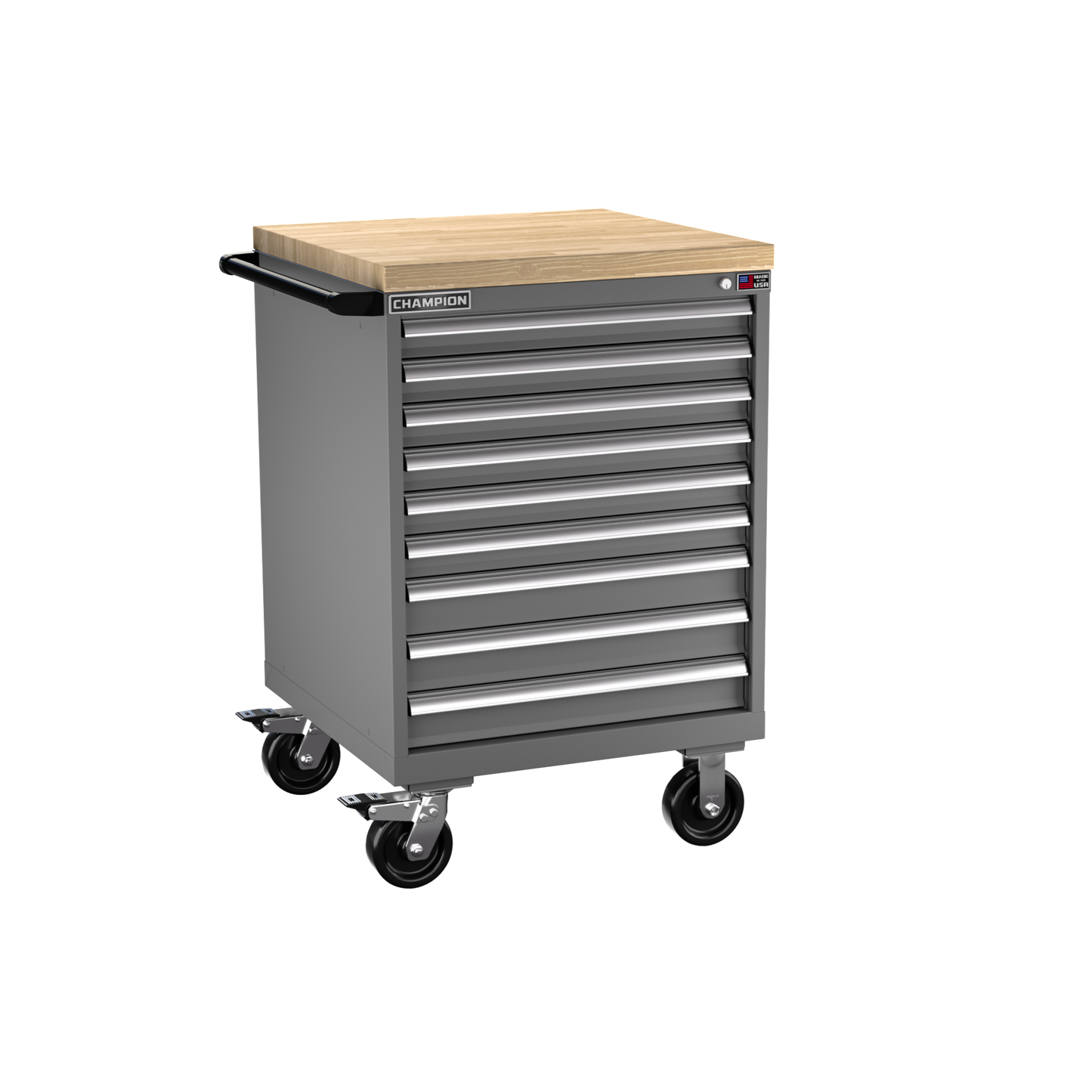 Champion Tool Storage SW1500-0901ILC-MB8-BBT-DG 9-Drawer Standard Depth Mobile Modular Cabinet SW0901ILC | 28-1/4"W x 43-1/4"H x 28-1/2"D, Dark Gray