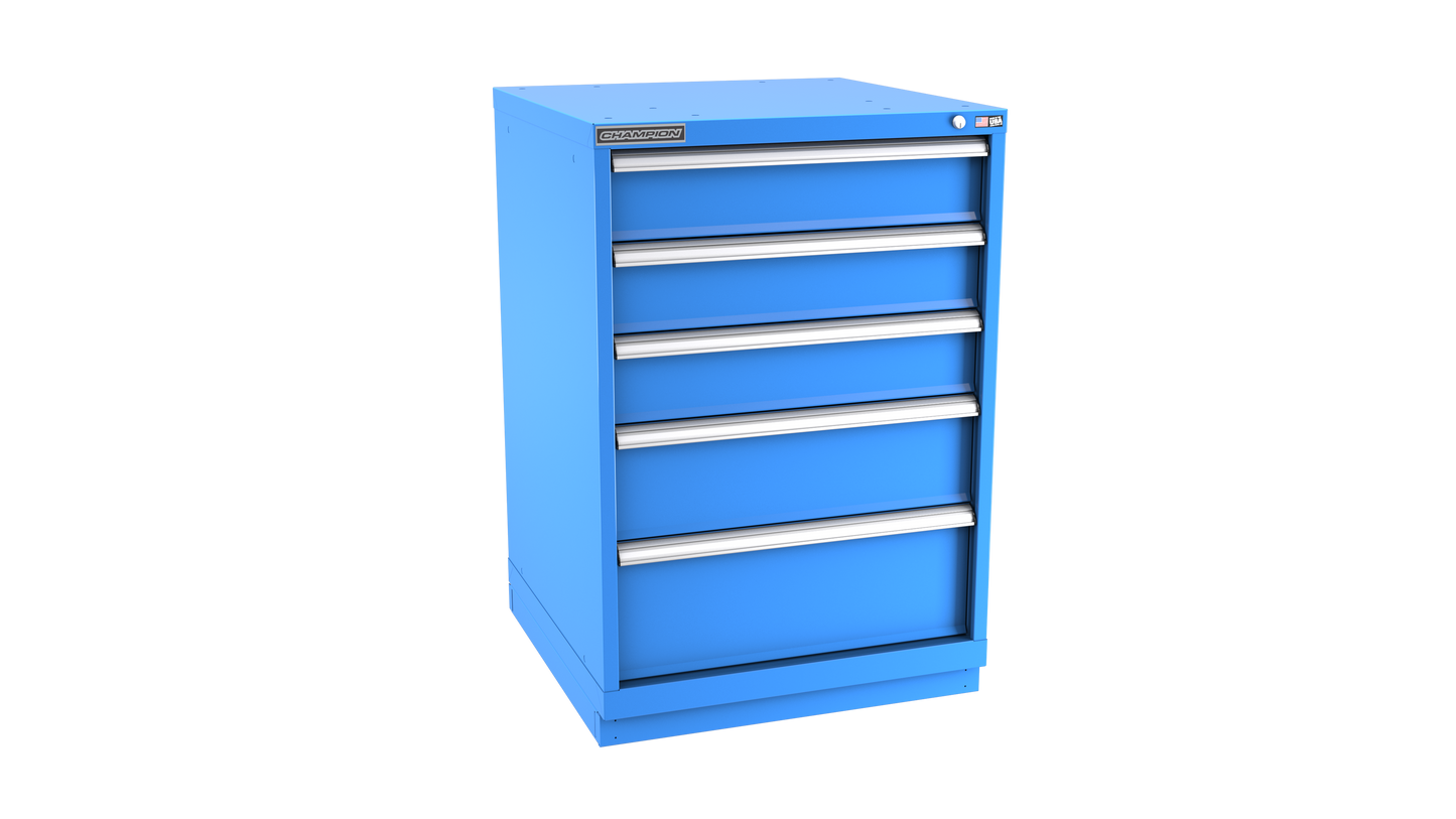 Champion Tool Storage SW1800-0502-ILC-FTB-BB 5-Drawer Standard Depth Modular Cabinet SW0502 | 28-1/4"W x 41-3/4"H x 28-1/2"D, Bright Blue