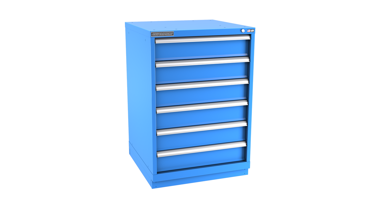 Champion Tool Storage SW1800-0601-ILC-FTB-BB 6-Drawer Standard Depth Modular Cabinet SW0601 | 28-1/4"W x 41-3/4"H x 28-1/2"D, Bright Blue