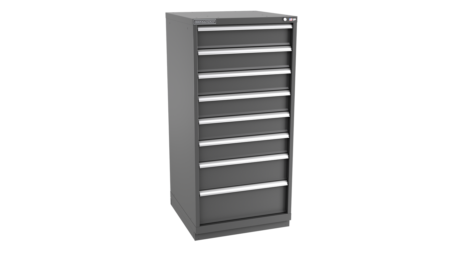Champion Tool Storage SW2700-0801-ILC-FTB-DG 8-Drawer Standard Depth Modular Cabinet SW0801 | 28-1/4"W x 59-1/2"H x 28-1/2"D, Dark Gray