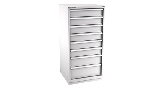 Champion Tool Storage SW2700-0801-ILC-FTB-LG 8-Drawer Standard Depth Modular Cabinet SW0801 | 28-1/4"W x 59-1/2"H x 28-1/2"D, Light Gray