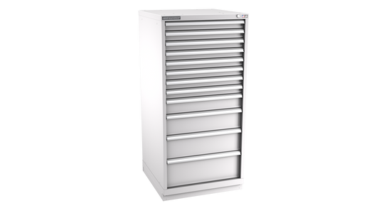 Champion Tool Storage SW2700-1202-ILC-FTB-LG 12-Drawer Standard Depth Modular Cabinet SW1202 | 28-1/4"W x 59-1/2"H x 28-1/2"D, Light Gray