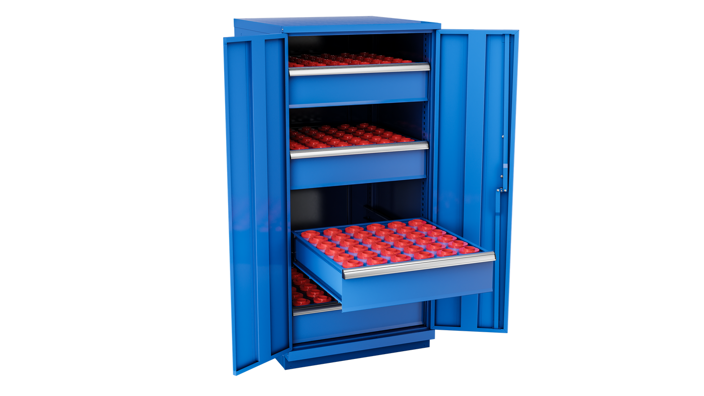 Champion Tool Storage SW2700H50-FTB-BB 2-Door Standard Depth CNC Cabinet SW2700H50 | 28-1/4"W x 59-1/2"H x 28-1/2"D, Bright Blue