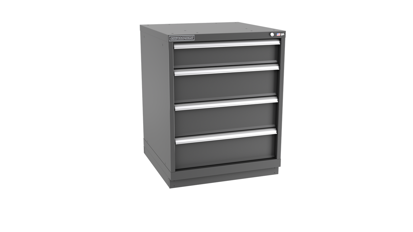 Champion Tool Storage SWS1500-0401-ILC-FTB-DG 4-Drawer Shallow Depth Modular Cabinet SWS0401 | 28-1/4"W x 35-7/8"H x 22-1/2"D, Dark Gray