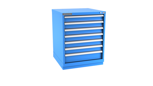 Champion Tool Storage SWS1500-0701-ILC-FTB-BB 7-Drawer Shallow Depth Modular Cabinet SWS0701 | 28-1/4"W x 35-7/8"H x 22-1/2"D, Bright Blue