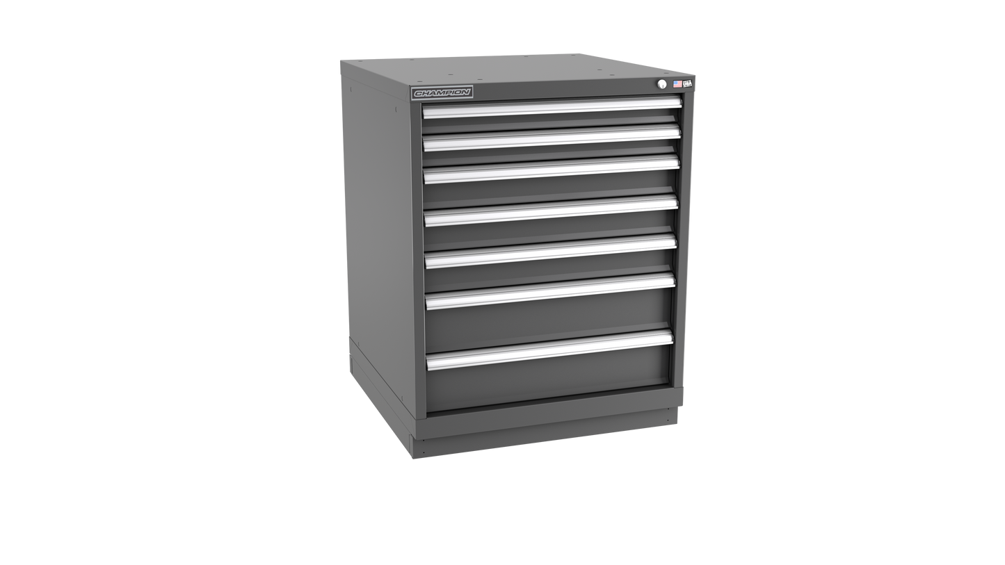 Champion Tool Storage SWS1500-0702-ILC-FTB-DG 7-Drawer Shallow Depth Modular Cabinet SWS0702 | 28-1/4"W x 35-7/8"H x 22-1/2"D, Dark Gray