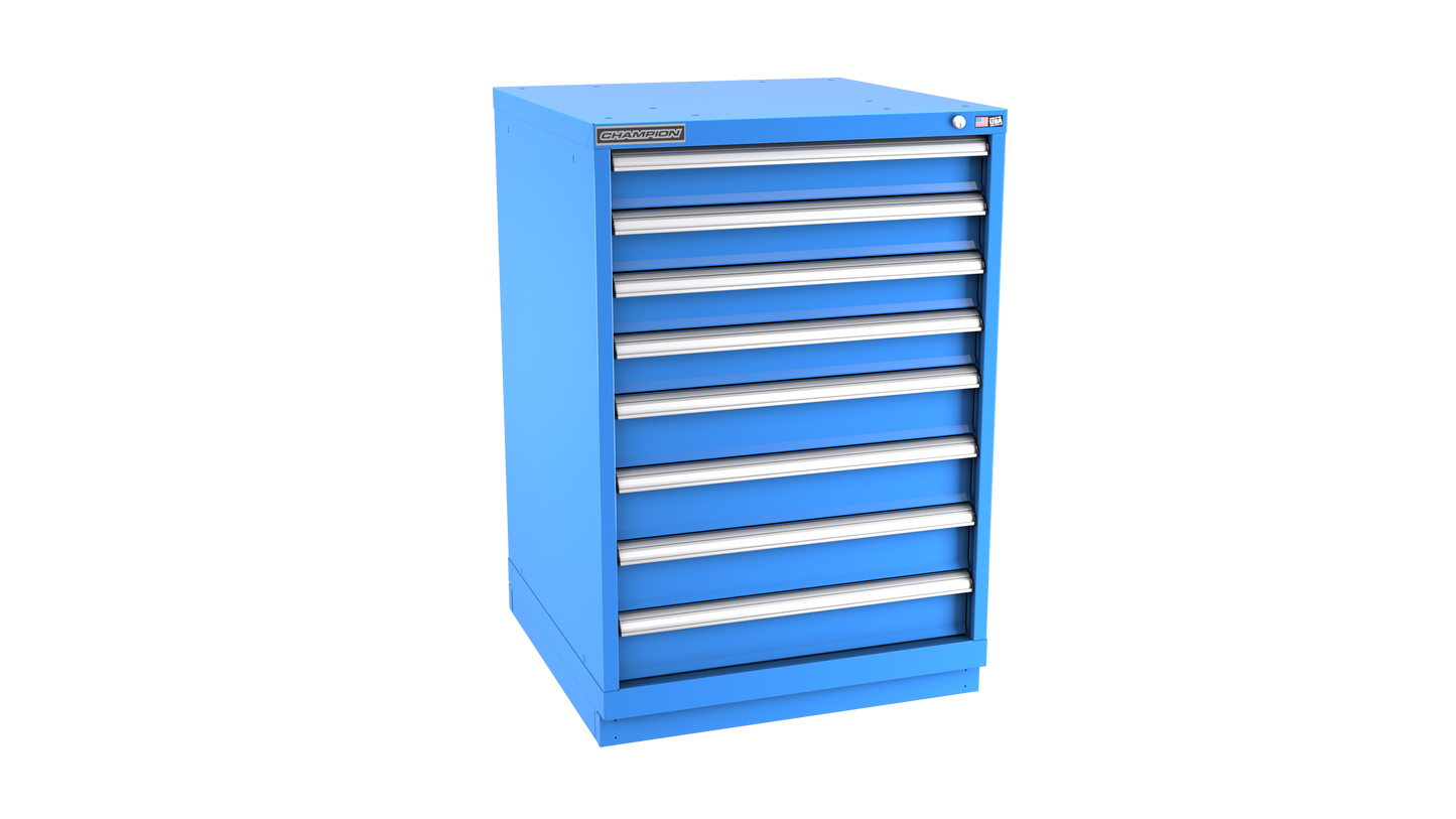 Champion Tool Storage SWS1800-0802-ILC-FTB-BB 8-Drawer Shallow Depth Modular Cabinet SWS0802 | 28-1/4"W x 41-3/4"H x 22-1/2"D, Bright Blue