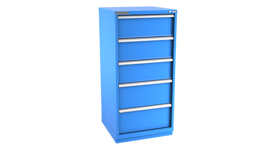 Champion Tool Storage SWS2700-0501-ILC-FTB-BB 5-Drawer Shallow Depth Modular Cabinet SWS0501 | 28-1/4"W x 59-1/2"H x 22-1/2"D, Bright Blue