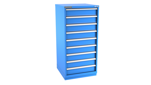 Champion Tool Storage SWS2700-0901-ILC-FTB-BB 9-Drawer Shallow Depth Modular Cabinet SWS0901 | 28-1/4"W x 59-1/2"H x 22-1/2"D, Bright Blue