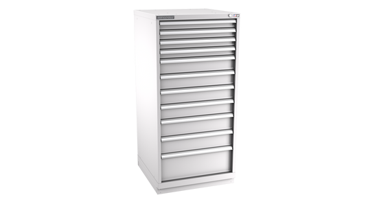 Champion Tool Storage SWS2700-1101-ILC-FTB-LG 11-Drawer Shallow Depth Modular Cabinet SWS1101 | 28-1/4"W x 59-1/2"H x 22-1/2"D, Light Gray