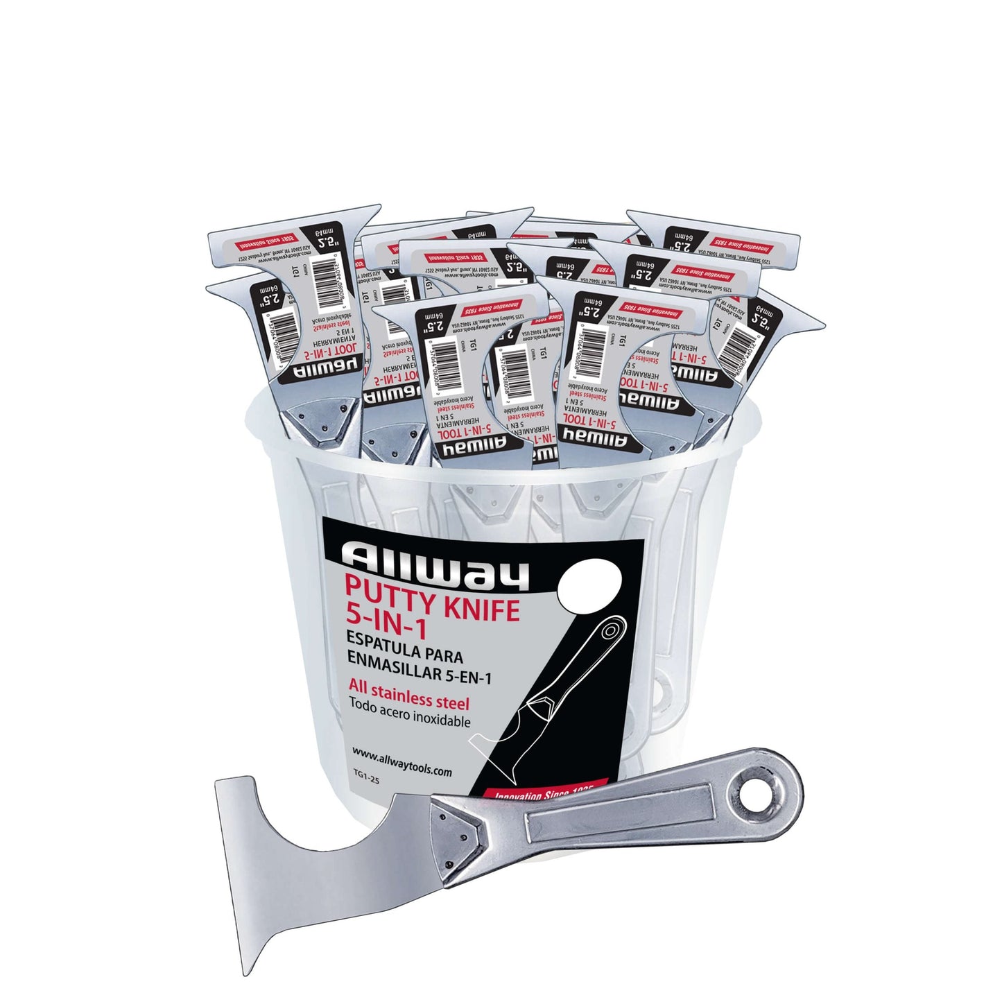 Allway TG1-25 5-in-1 Stainless-Steel Painter"™s Multi-Tools, Bucket of 25