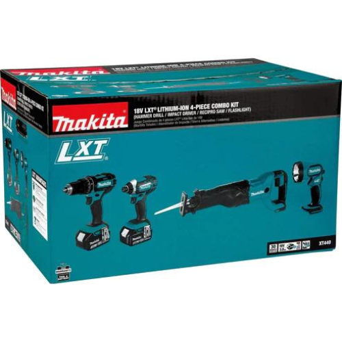 Makita XT440 18V LXT® Lithium‑Ion Cordless 4‑Pc. Combo Kit (3.0Ah)