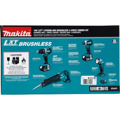 Makita XT447T 18V LXT® Lithium‑Ion Brushless Cordless 4‑Pc. Combo Kit (5.0Ah)