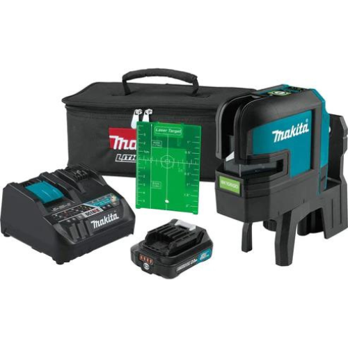 Makita SK106GDNAX 12V max CXT® Lithium‑Ion Cordless Self‑Leveling Cross‑Line/4‑Point Green Beam Laser Kit (2.0Ah)