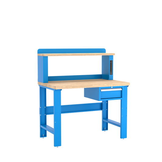 Champion Tool Storage WB102-B4830-BB Single Drawer Standard Depth Workbench, 12" Power Riser WB102 | 48"W x 35-1/4"H x 30"D, Bright Blue