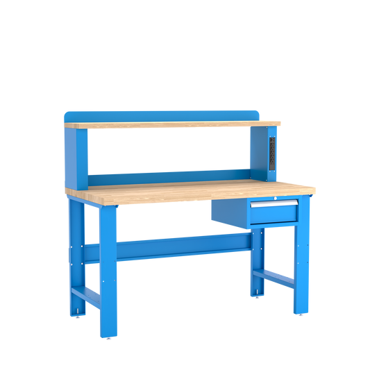 Champion Tool Storage WB102-B6030-BB Single Drawer Standard Depth Workbench, 12" Power Riser WB100 | 60"W x 35-1/4"H x 30"D, Bright Blue