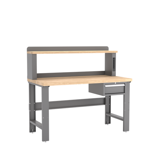 Champion Tool Storage WB102-B6030-DG Single Drawer Standard Depth Workbench, 12" Power Riser WB100 | 60"W x 35-1/4"H x 30"D, Dark Gray
