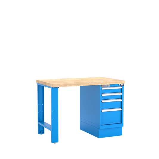 Champion Tool Storage WB200-B4830-BB 4-Drawer Standard Depth Cabinet Workbench WB200 | 48"W x 35-1/4"H x 30"D, Bright Blue