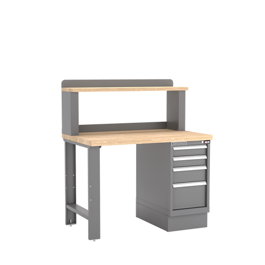 Champion Tool Storage WB201-B4830-DG 4-Drawer Standard Depth Cabinet Workbench, 12" Riser WB201 | 48"W x 35-1/4"H x 30"D, Dark Gray