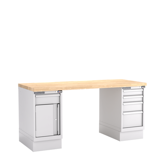 Champion Tool Storage WB400-B7230-LG Two Preconfigured Cabinets Workbench WB400 | 72"W x 35-1/4"H x 30"D, Light Gray