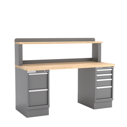 Champion Tool Storage WB501-B7230-DG Two Preconfigured Cabinets Workbench, 12" Riser WB501 | 72"W x 35-1/4"H x 30"D, Dark Gray