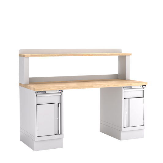 Champion Tool Storage WB701-B7230-LG Two Preconfigured Cabinets Workbench,12" Riser WB701 | 72"W x 35-1/4"H x 30"D, Light Gray