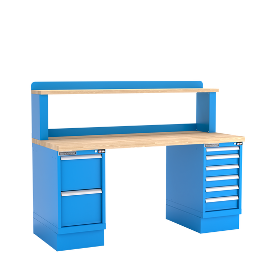 Champion Tool Storage WB801-B7230-BB Two Preconfigured Cabinets Workbench, 12" Riser WB801 | 72"W x 35-1/4"H x 30"D, Bright Blue
