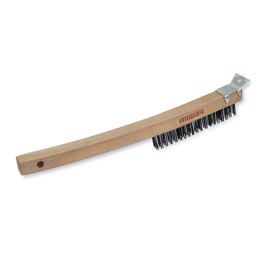 Allway WBS319 Long Wood Handle Wire Brush, 3 x 19
